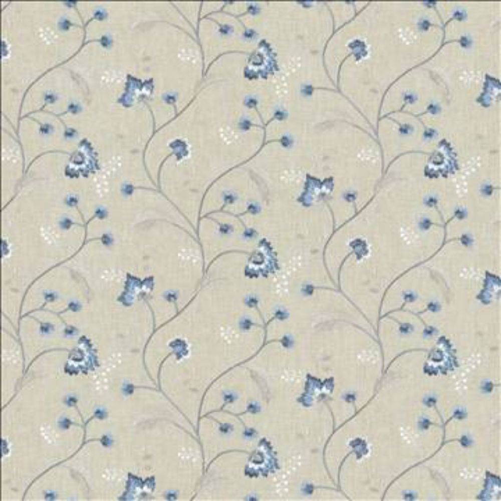 Kasmir Fabric DANDY FLORAL CORNFLOWER Fabric in Cornflower